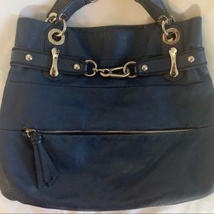 B MAKOWSKY ROYAL BLUE LEATHER SHOULDER BAG
